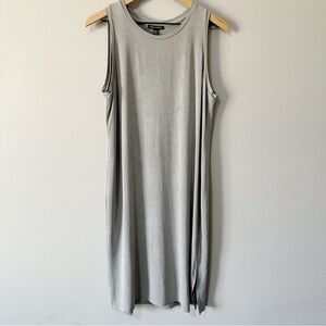 Eileen Fisher Light Gray Sleeveless Tank Midi Dress Cupro Blend Size Medium